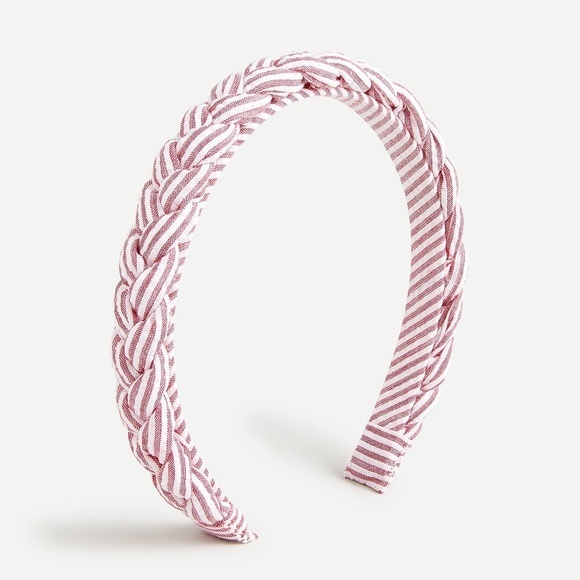 J. Crew Accessories - -J. Crew Braided Pink Seersucker Headband
